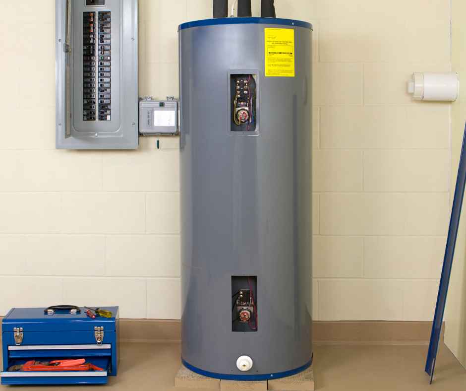 Home water heater installed near a power breaker